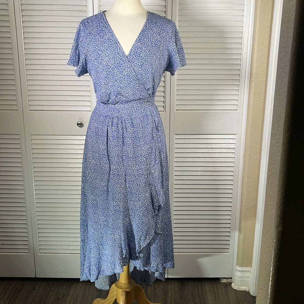 New. ZESICA Women's Bohemian Floral Printed Wrap V Neck Maxi Dress. Size:M.
